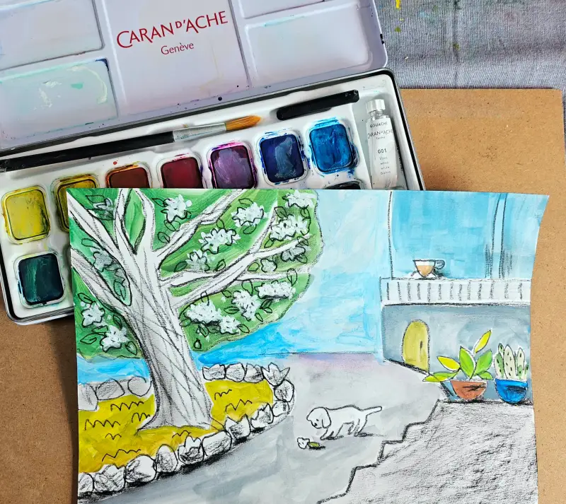 까렌다쉬고체과슈15색물감