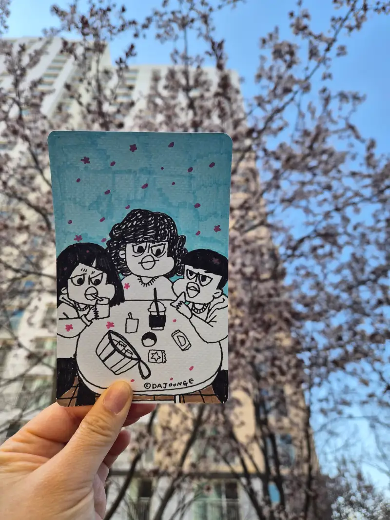 봄이다봄,꽃놀이,간식타임,다중이,다중이아트,컴퓨터싸인펜,아크릴마크