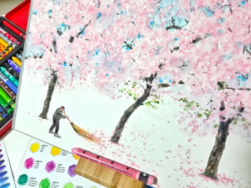 수성크레용,풍경일러스트