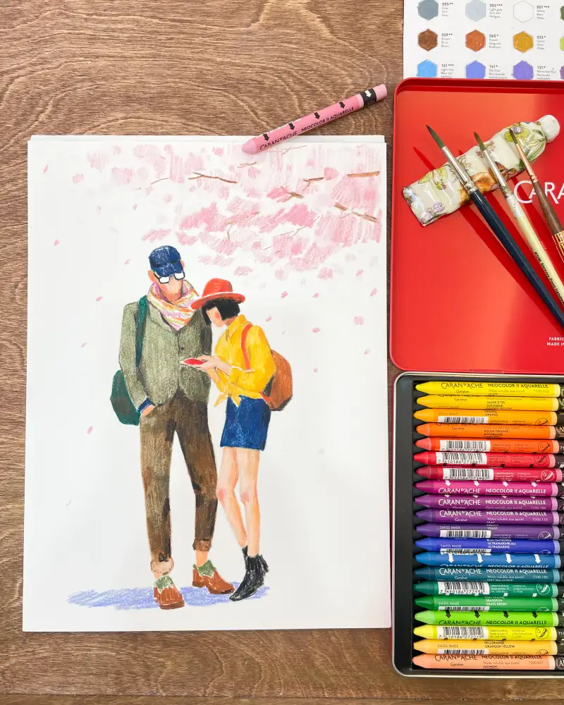 까렌다쉬네오칼라2아쿠아렐,까렌다쉬,인체드로잉,여행도구,여행스케치도구,수성크레용,크레용,파스텔