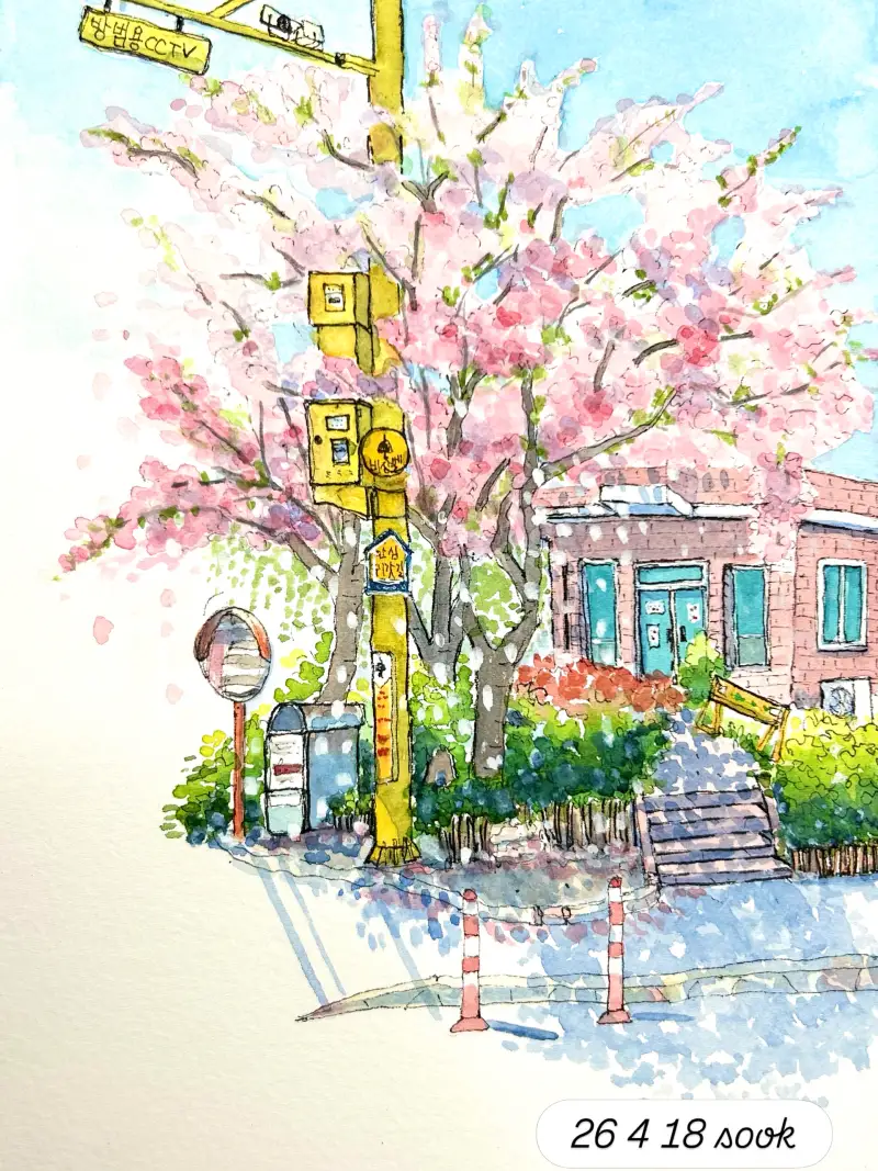 스테들러,겹벚꽃,지금의풍경,드로잉로그,챌린지