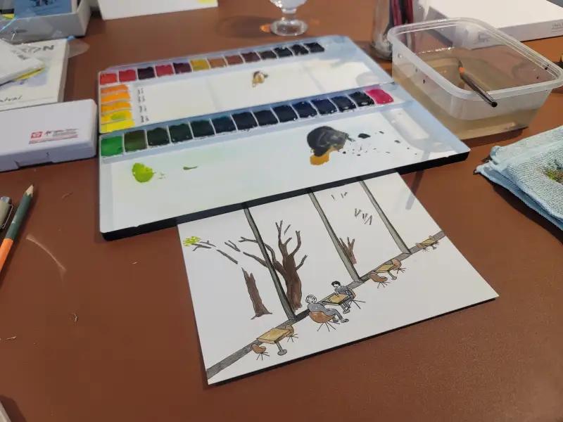 신한수채물감,화홍붓,신한swc,화홍700R,흥일알루미늄파레트