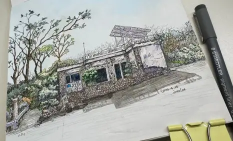 드로잉로그,드로잉로그15기,우리동네,드로잉,스테들러,피그먼트라이너,알파수채화물감