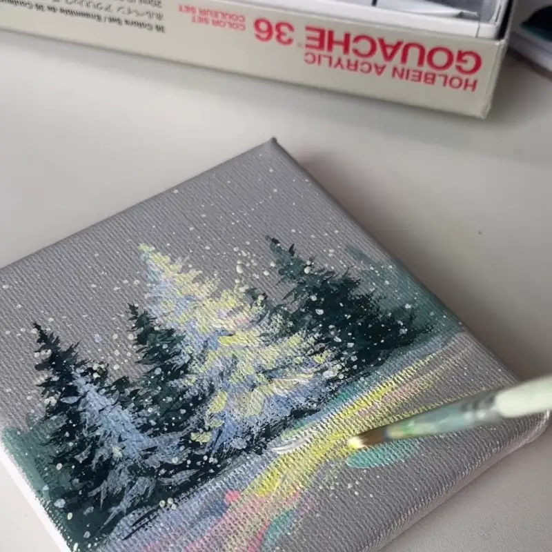 크리스마스그림,겨울일러스트,트리,아크릴화,아크릴과슈,과슈그림