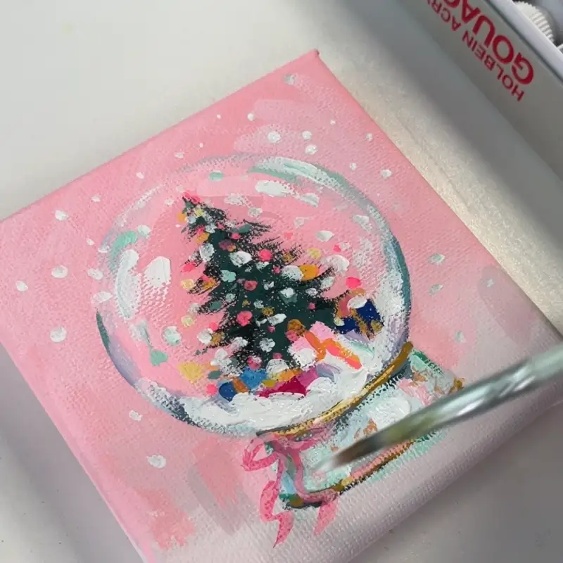 크리스마스일러스트,겨울일러스트,아크릴과슈,과슈그림,스노우볼